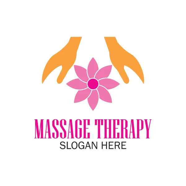 Logotipo da terapia de massagem com espaço de texto para o seu slogan / slogan, ilustração vetorial —  Vetores de Stock
