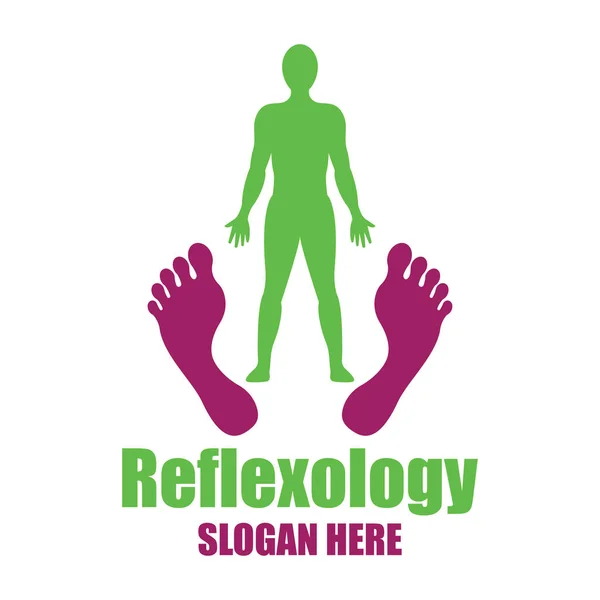 Reflexologia, logotipo de terapia de zona com espaço de texto para o seu slogan / slogan, ilustração vetorial — Vetor de Stock
