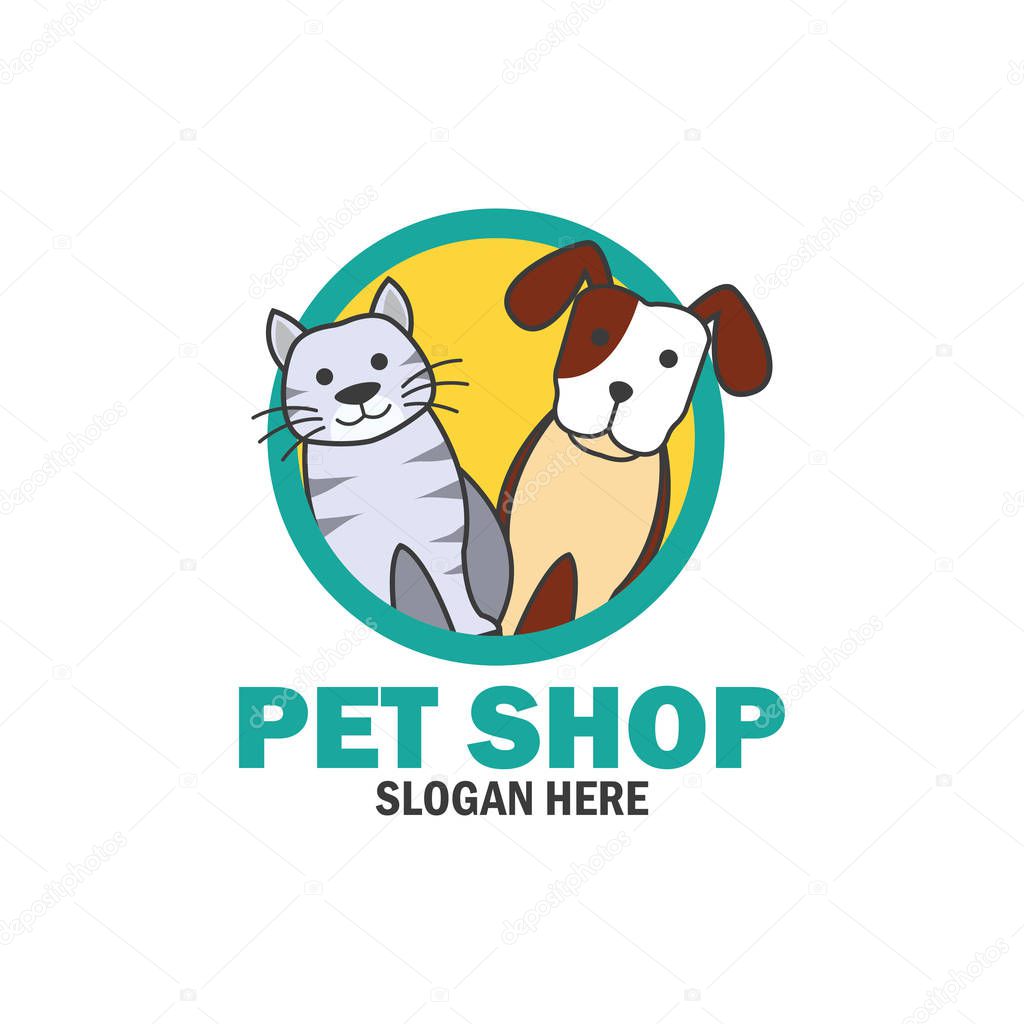 Pets shop, pets care, pets lover logo with text space for your slogan / tagline, vector illustration