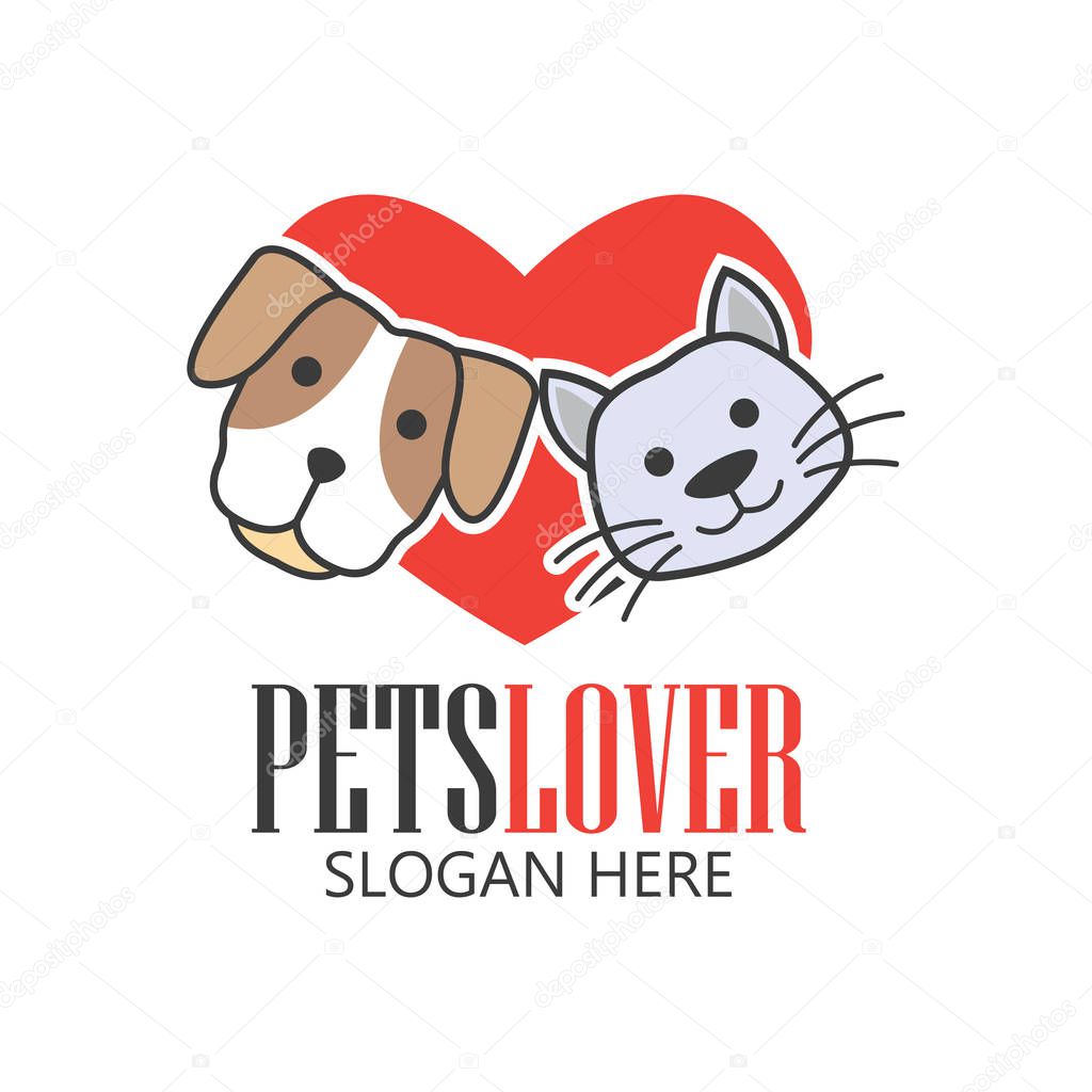 Pets shop, pets care, pets lover logo with text space for your slogan / tagline, vector illustration