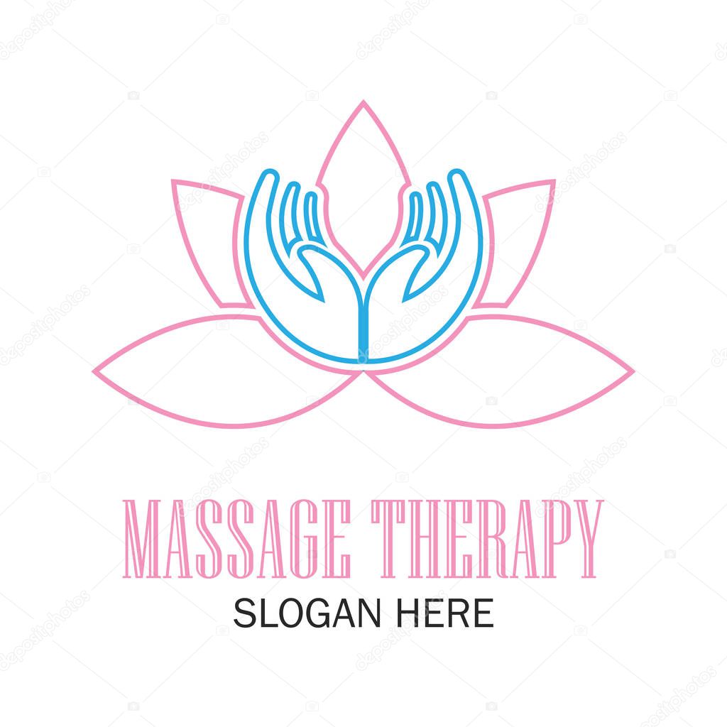 Massage therapy logo with text space for your slogan / tagline, vector illustration