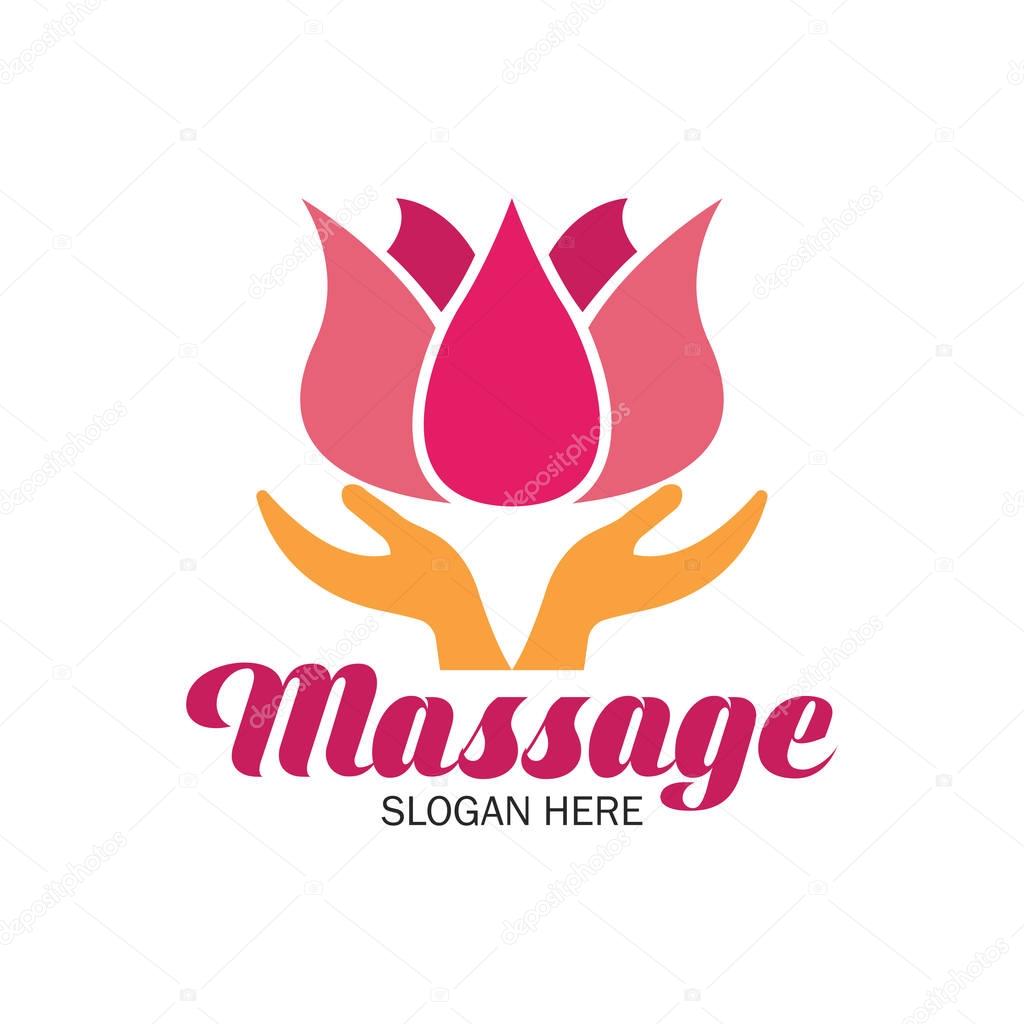 Massage therapy logo with text space for your slogan / tagline, vector illustration