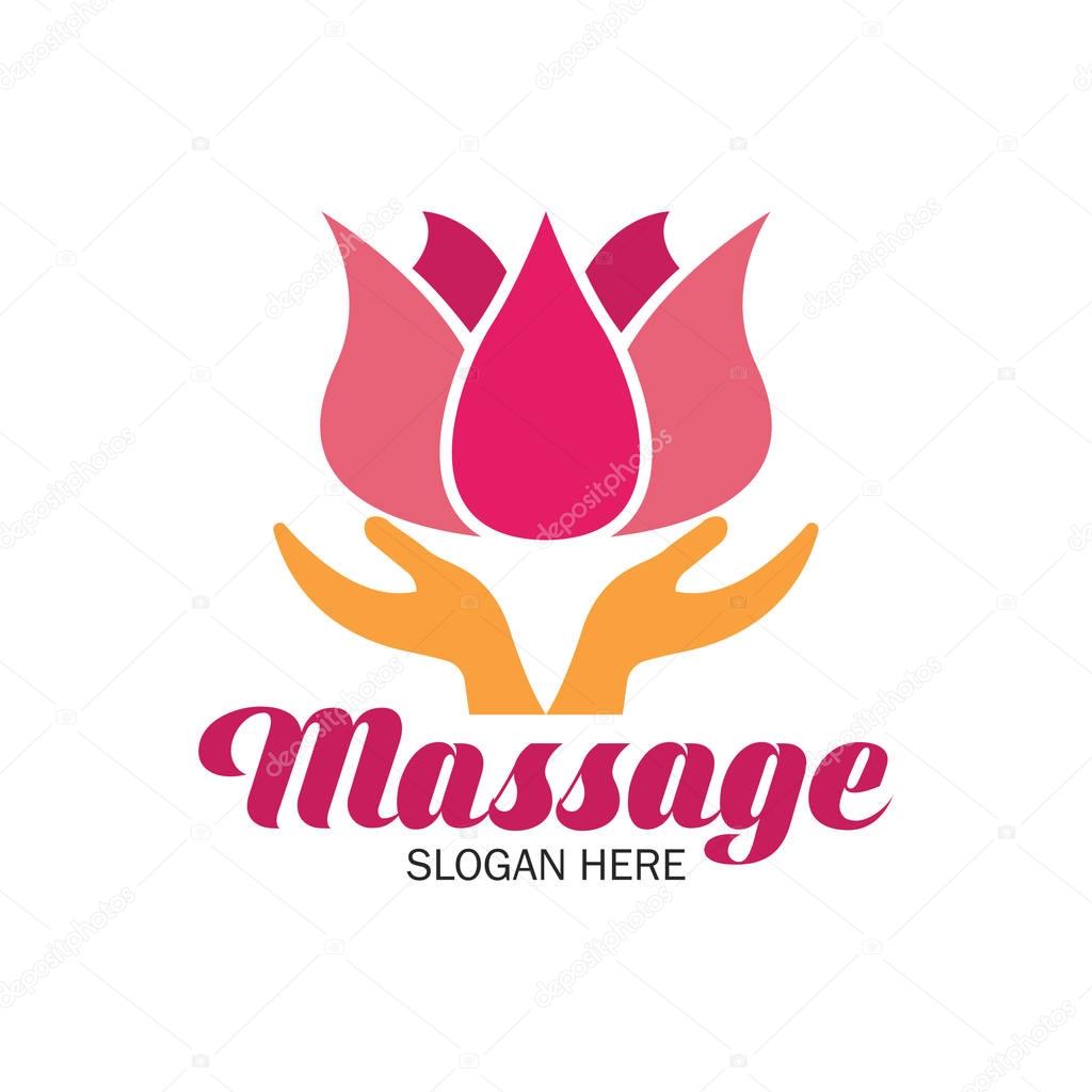 massage therapy logo with text space for your slogan / tagline, vector illustration