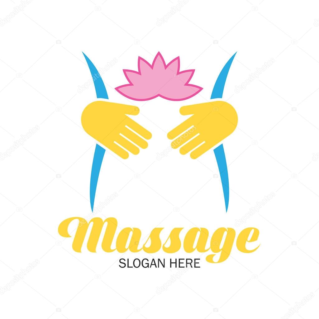 Massage therapy logo with text space for your slogan / tagline, vector illustration