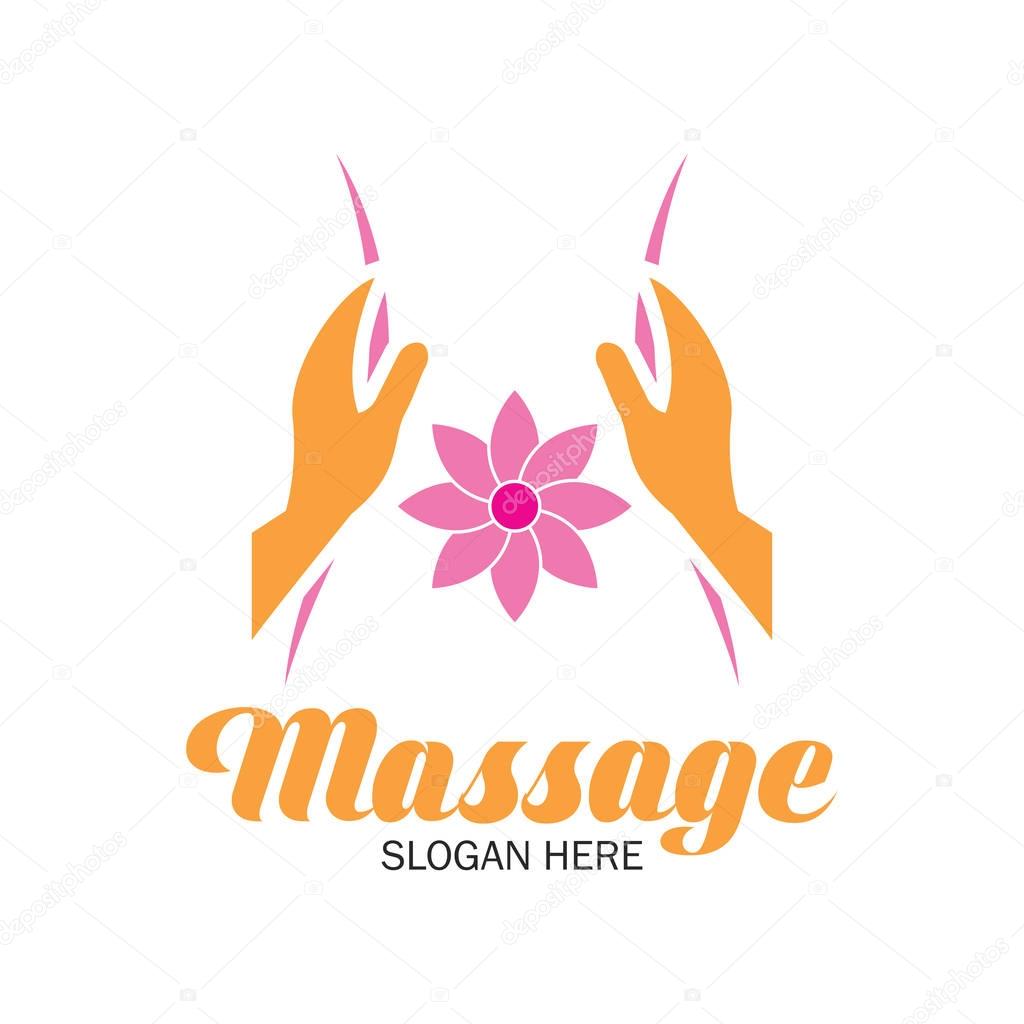 Massage therapy logo with text space for your slogan / tagline, vector illustration