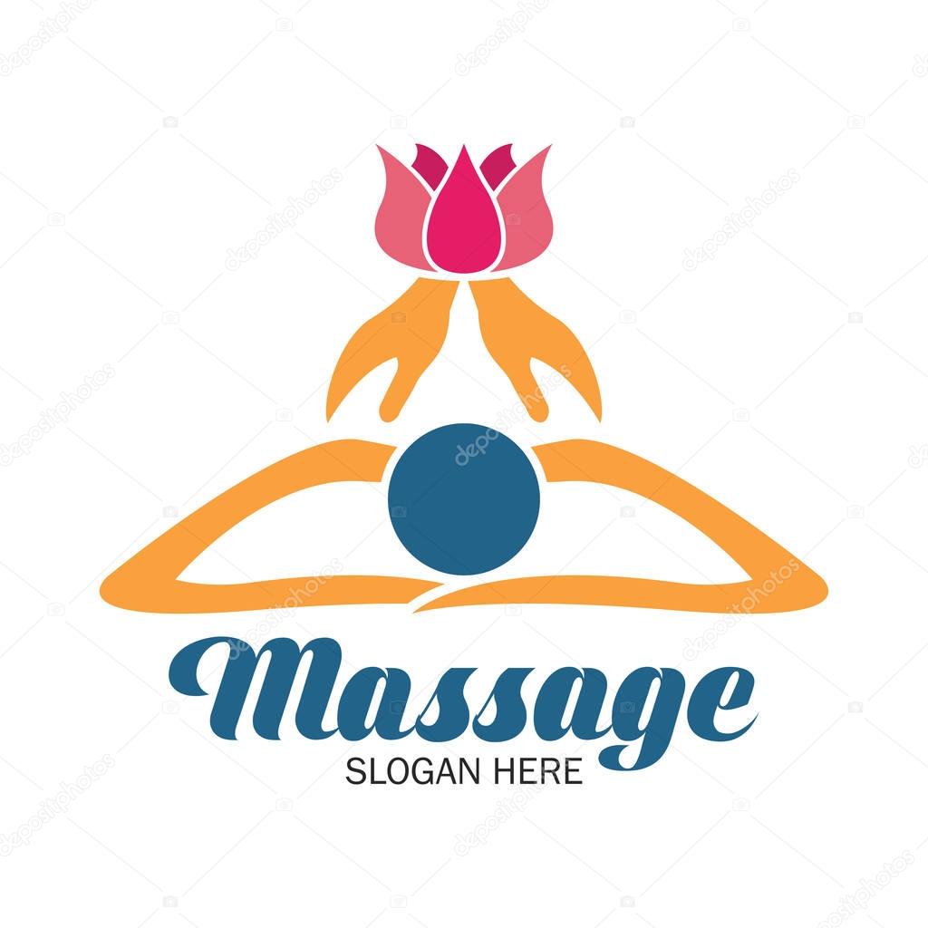 Massage therapy logo with text space for your slogan / tagline, vector illustration