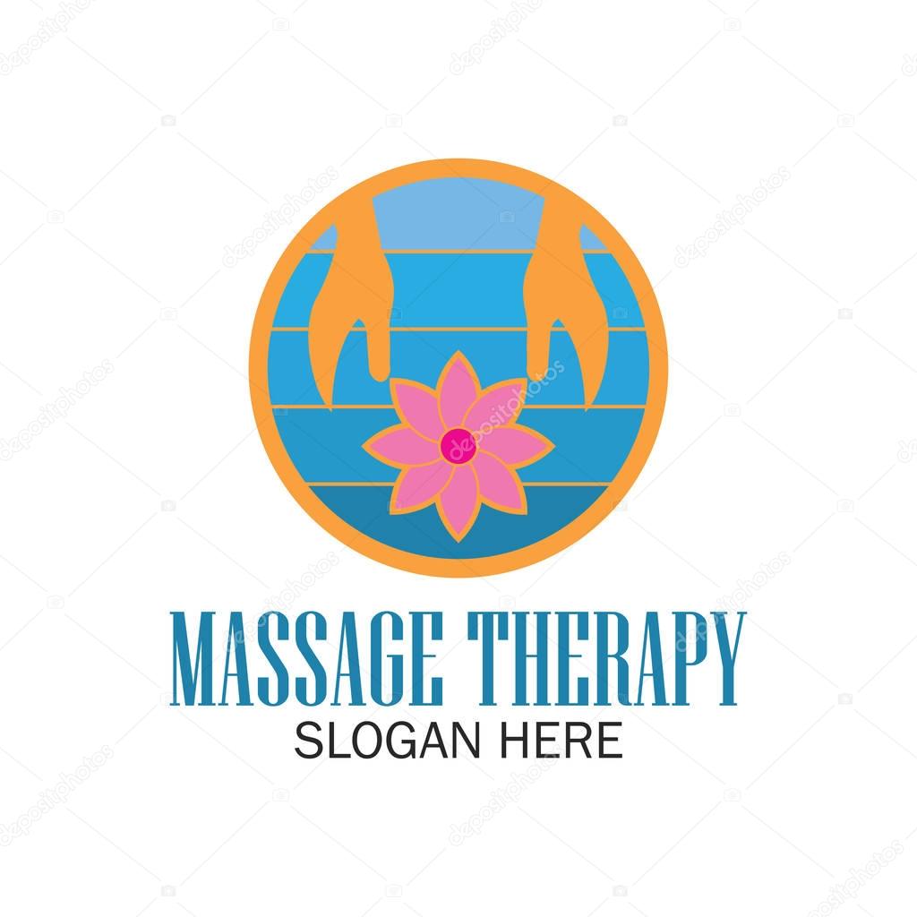 Massage therapy logo with text space for your slogan / tagline, vector illustration