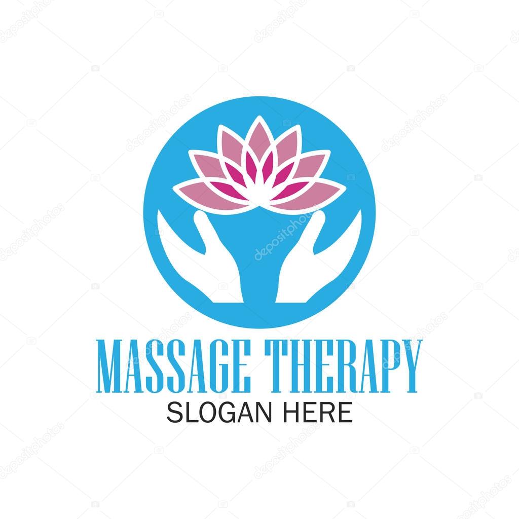 Massage therapy logo with text space for your slogan / tagline, vector illustration