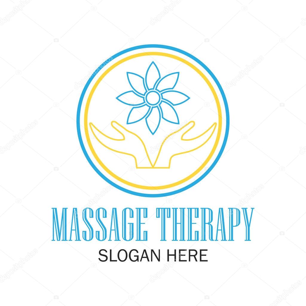 Massage therapy logo with text space for your slogan / tagline, vector illustration