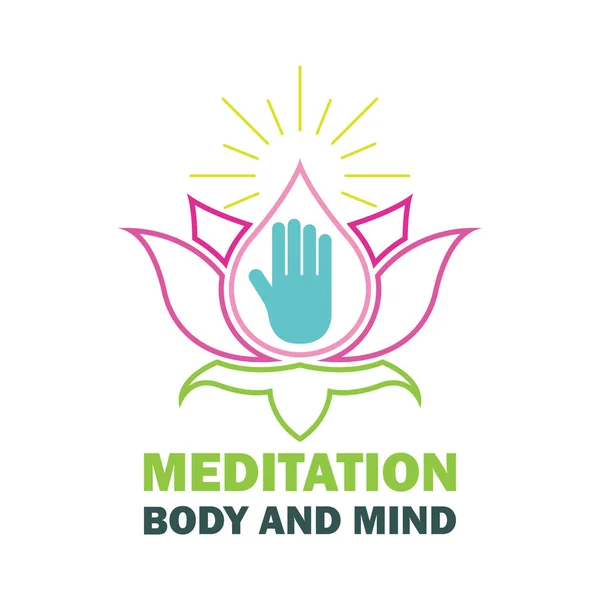 Логотип для медитации тела и ума йоги с текстовым пространством под слоган / слоган, векторная иллюстрация — стоковый вектор
