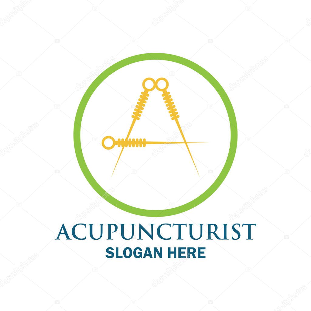 Acupuncture therapy logo with text space for your slogan / tagline, vector illustration