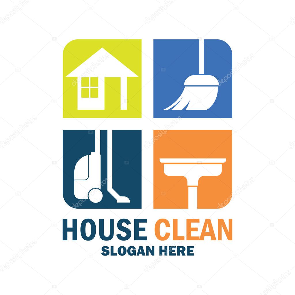 cleaning service icon with text space for your slogan / tagline, vector illustration