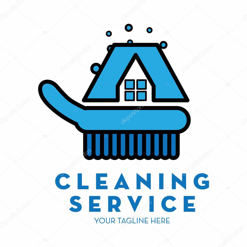 Cleaning service logo with text space for your slogan / tagline, vector illustration