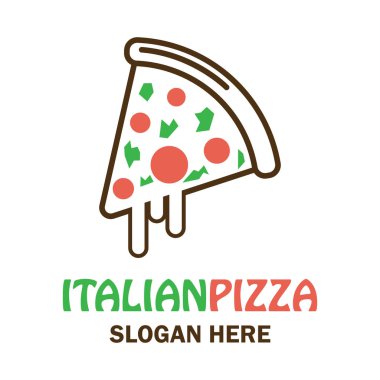Pizza logosu, sloganı için metin alanı ile / etiket satırı, vektör çizim