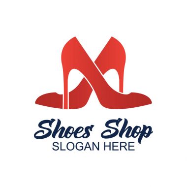 Ayakkabı mağazası, Ayakkabı Dükkanı logosu, sloganı için metin alanı ile / etiket satırı moda iş için. vektör çizim