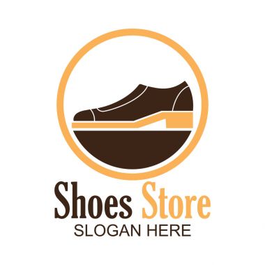 Ayakkabı mağazası, Ayakkabı Dükkanı logosu, sloganı için metin alanı ile / etiket satırı moda iş için. vektör çizim