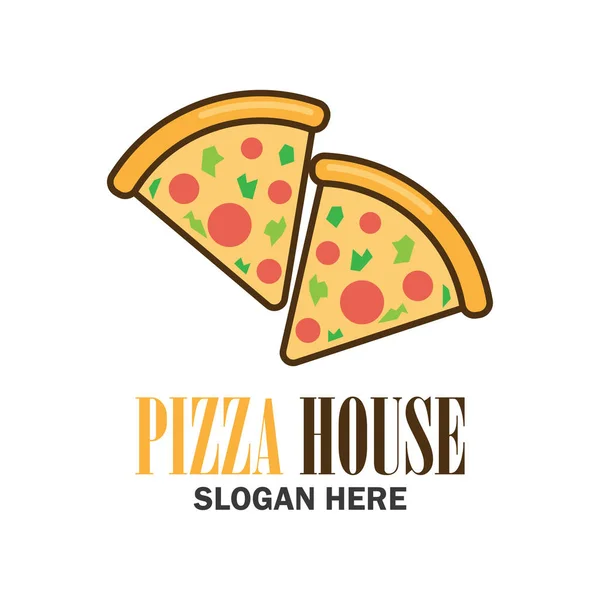 Pizza-logotyp med texten plats för din slogan / taggen raden, vektorillustration — Stock vektor