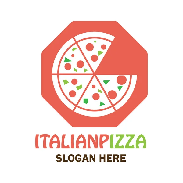Pizza-logotyp med texten plats för din slogan / taggen raden, vektorillustration — Stock vektor