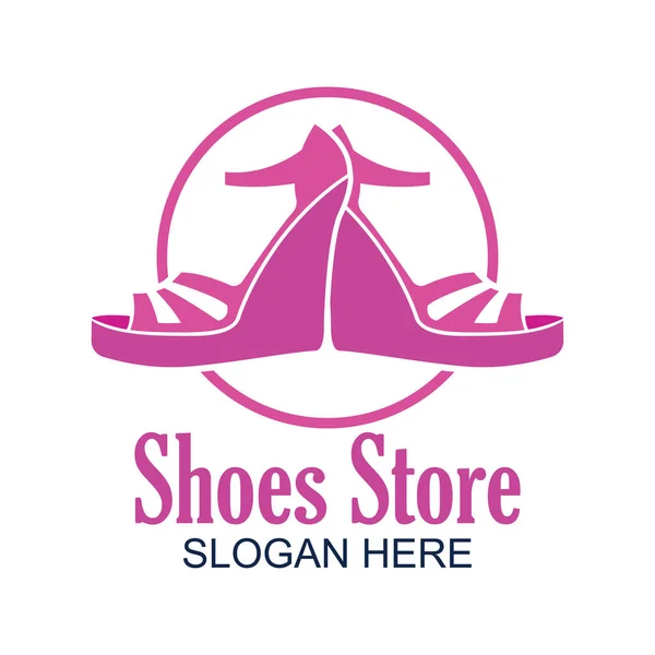 Κατάστημα παπούτσια, παπούτσια λογότυπο κατάστημα με κείμενο χώρο για το σύνθημά σας / γραμμή ετικεττών για επιχείρηση μόδας. Εικονογράφηση διάνυσμα — Διανυσματικό Αρχείο