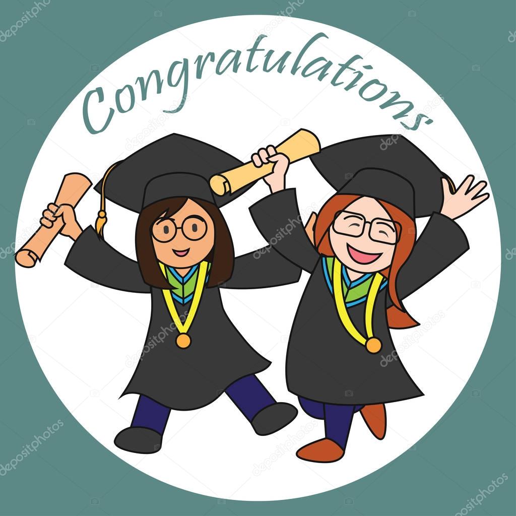 graduation events / happiness of graduation concept, vector illustration