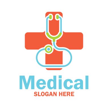 tıbbi, eczane logolu sloganınız için metin alanı / etiket satırı, vektör çizim