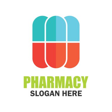 tıbbi, eczane logolu sloganınız için metin alanı / etiket satırı, vektör çizim
