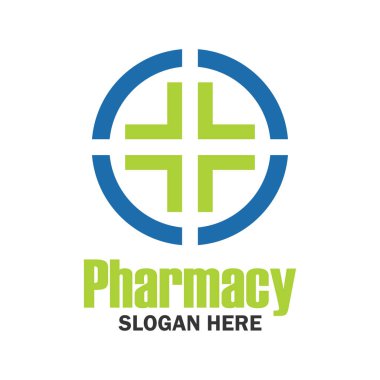 tıbbi, eczane logolu sloganınız için metin alanı / etiket satırı, vektör çizim