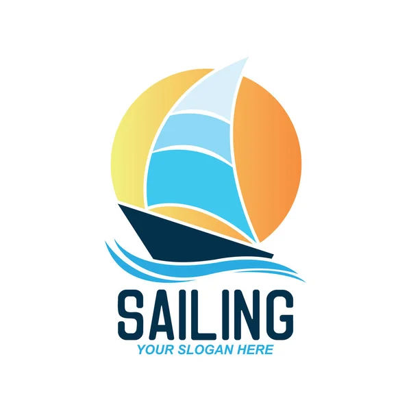 yelken logosu, sloganı için metin alanı ile / etiket satırı, vektör çizim