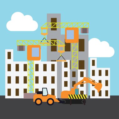Site bina yapım aşamasındadır. vektör çizim 