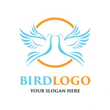 kuş logosu, sloganı için metin alanı ile / slogan, vektör çizim