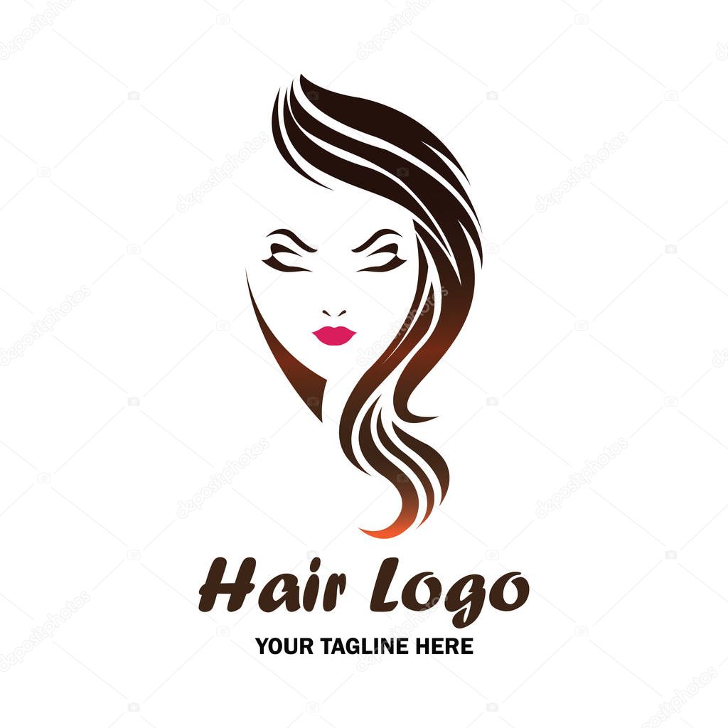 Woman hair logo with text space for your slogan / tagline, vector illustration