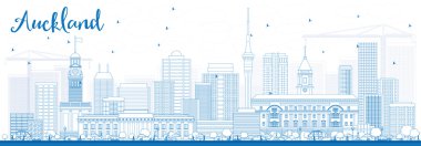 Anahat Auckland manzarası ile mavi binalar.
