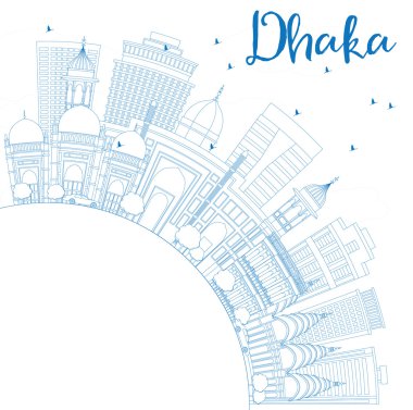 Mavi Binalar ve Kopyalama Alanı ile Anahat Dakka Skyline.