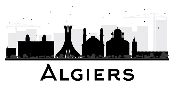 Silhouette noire et blanche de la ville d'Alger . — Image vectorielle