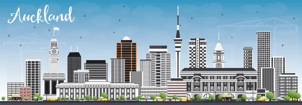 Auckland Skyline z szarymi budynkami i błękitnym niebem. — Wektor stockowy