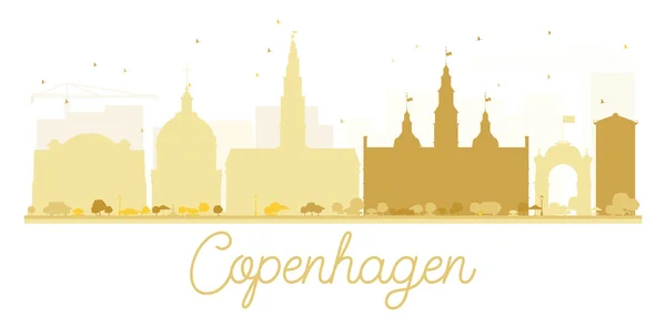 Skyline Copenhagen City silhouette dorata . — Vettoriale Stock