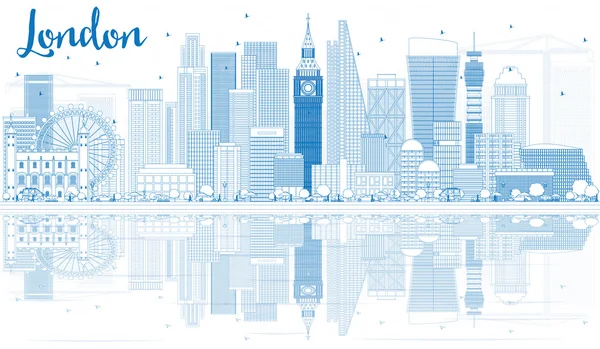 Anahat Londra manzarası ile mavi binalar ve yansımalar. — Stok Vektör