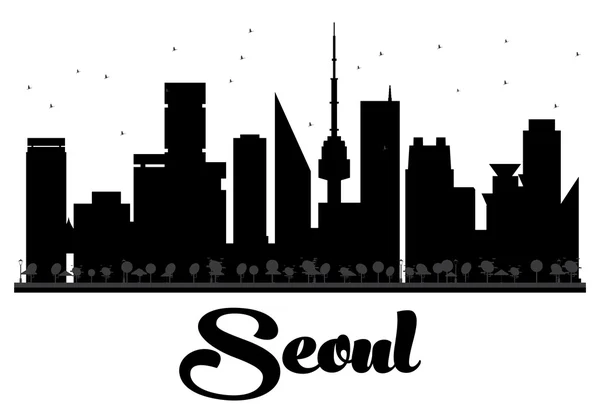 Seoul City skyline black and white silhouette. — Stock Vector