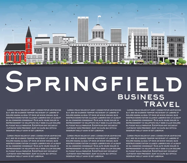 Springfield Skyline con edificios grises, cielo azul y espacio de copia — Vector de stock