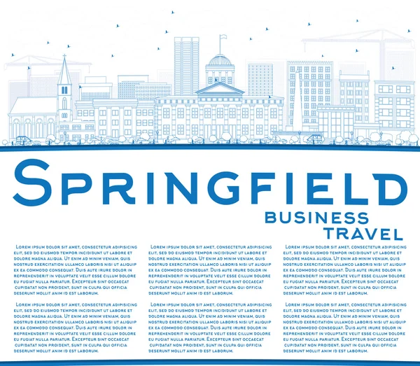 Outline Springfield Skyline con edifici blu e spazio copia . — Vettoriale Stock