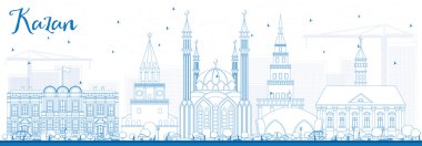 Anahat Kazan manzarası ile mavi binalar.