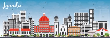 Gri Binalar ve Mavi Gökyüzü ile Luanda Skyline.