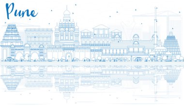 Mavi Binalar ve Yansımalar ile Anahat Pune Skyline.