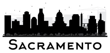 Sacramento City silueti siyah beyaz siluet.