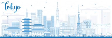 Anahat Tokyo siluetinin mavi binalar.