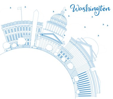 Anahat Washington Dc manzarası ile mavi binalar ve kopya alanı
