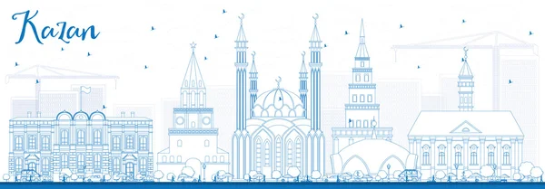 Outline Kazan Skyline con edifici blu . — Vettoriale Stock