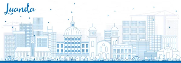 Контур Луанда Skyline с голубыми зданиями . — стоковый вектор