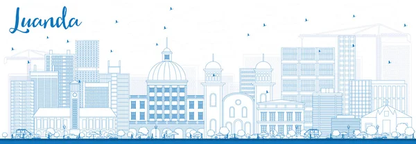 Esquema de Luanda Skyline con edificios azules . — Vector de stock