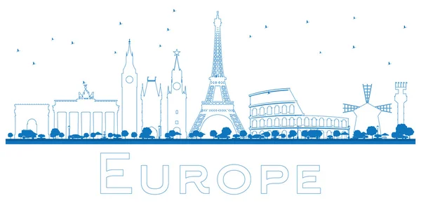 Outline Famous landmarks in Europe. — Stock Vector